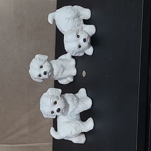 Set of 3 Vintage  White  Maltese  Puppies  Figurine  # 1411 HOMCO